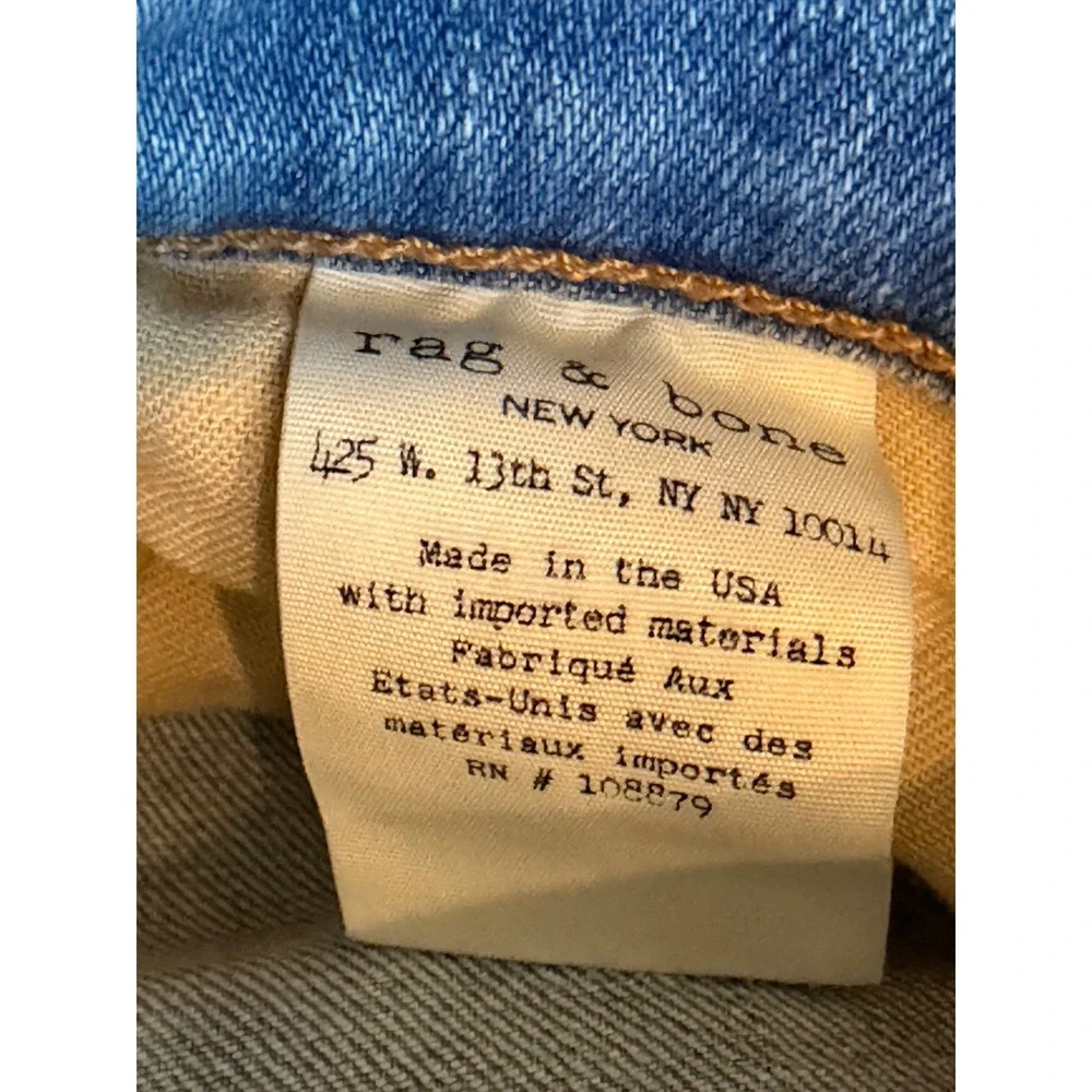 Rag & Bone Jean Capri Wiley Light Wash Raw Step Hem Slim Cropped Jeans Size 25